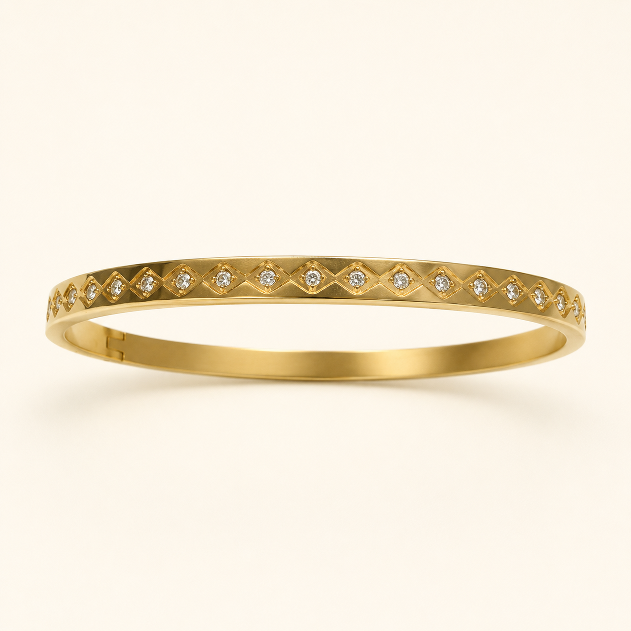 Elara Crystal Bangle – Gold
