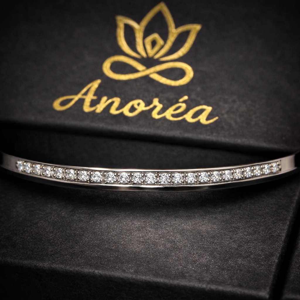 Anoréa B575G Crystal Bangle – Silver