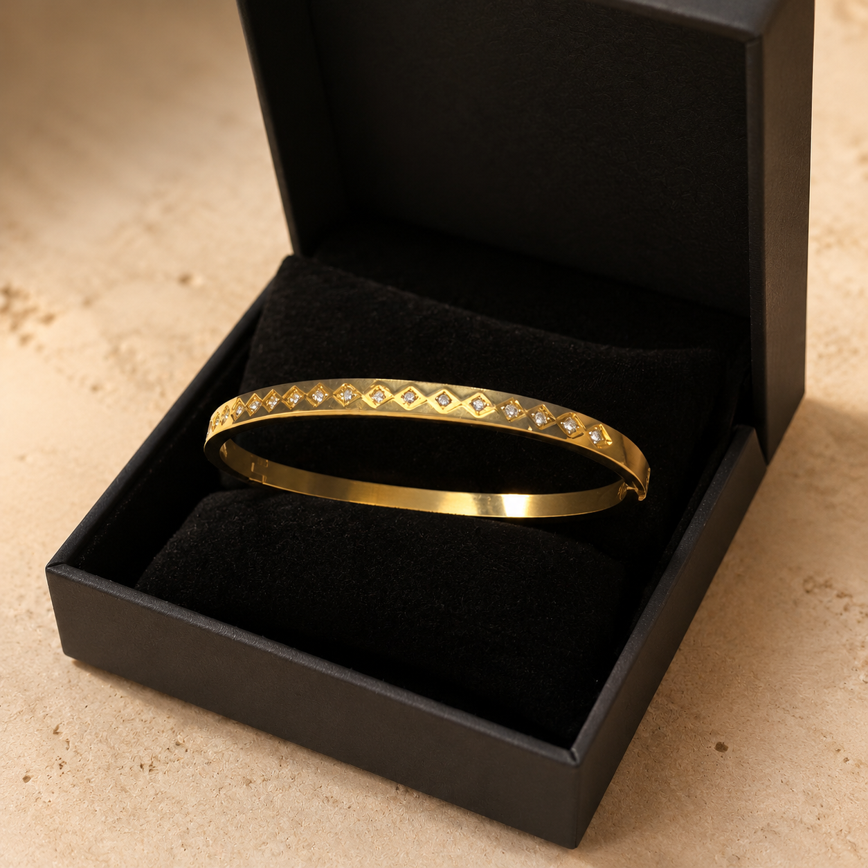 Elara Crystal Bangle – Gold