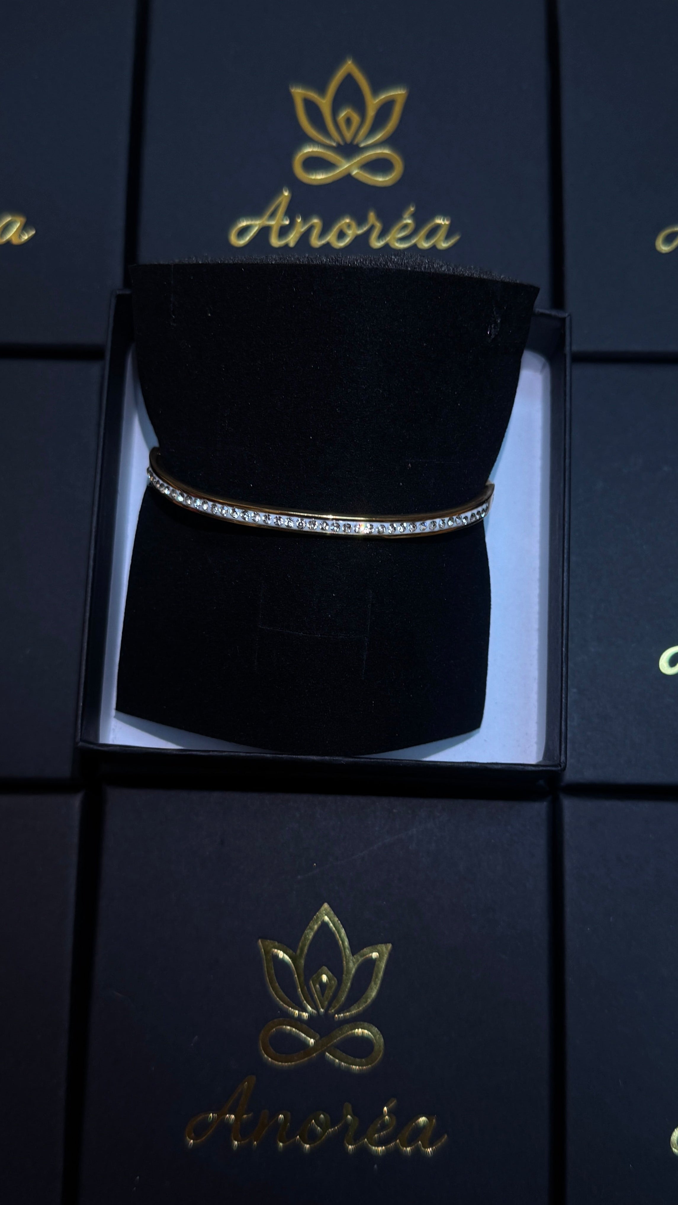 Anoréa B575G Crystal Bangle – Gold