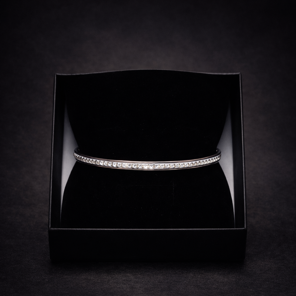 Anoréa B575G Crystal Bangle – Silver
