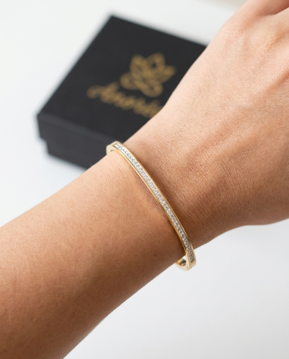 Aura Crystal Bangle – Gold