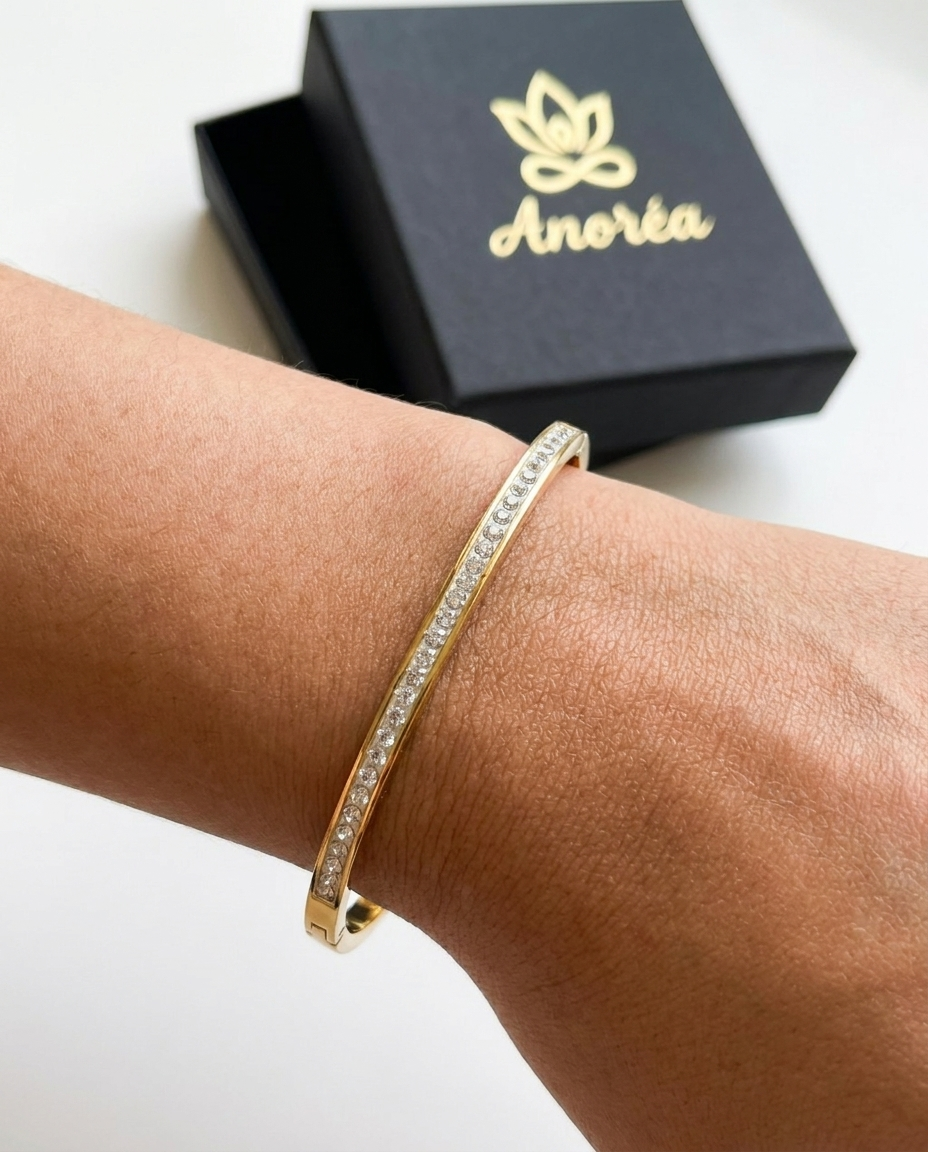 Aura Crystal Bangle – Gold