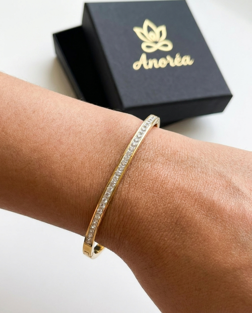 Aura Crystal Bangle – Gold