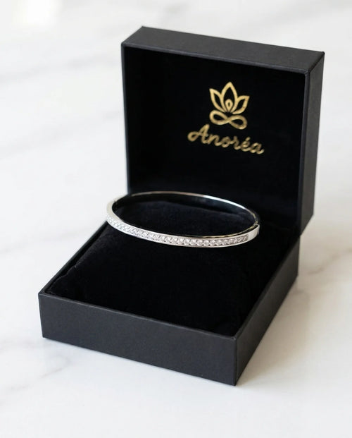Aura Crystal Bangle – Silver